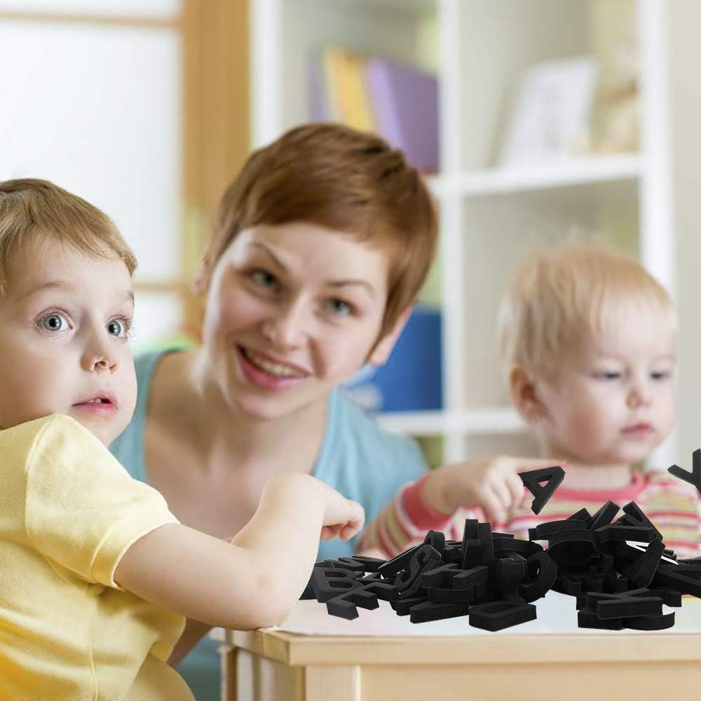 Firlar 124Pcs Magnetic Letters, Uppercase Alphabet ABC Magnets for Fridge Refrigerator, Foam Alphabet Letters Refrigerator Magnets Educational Tools for Spelling and Learning, Black