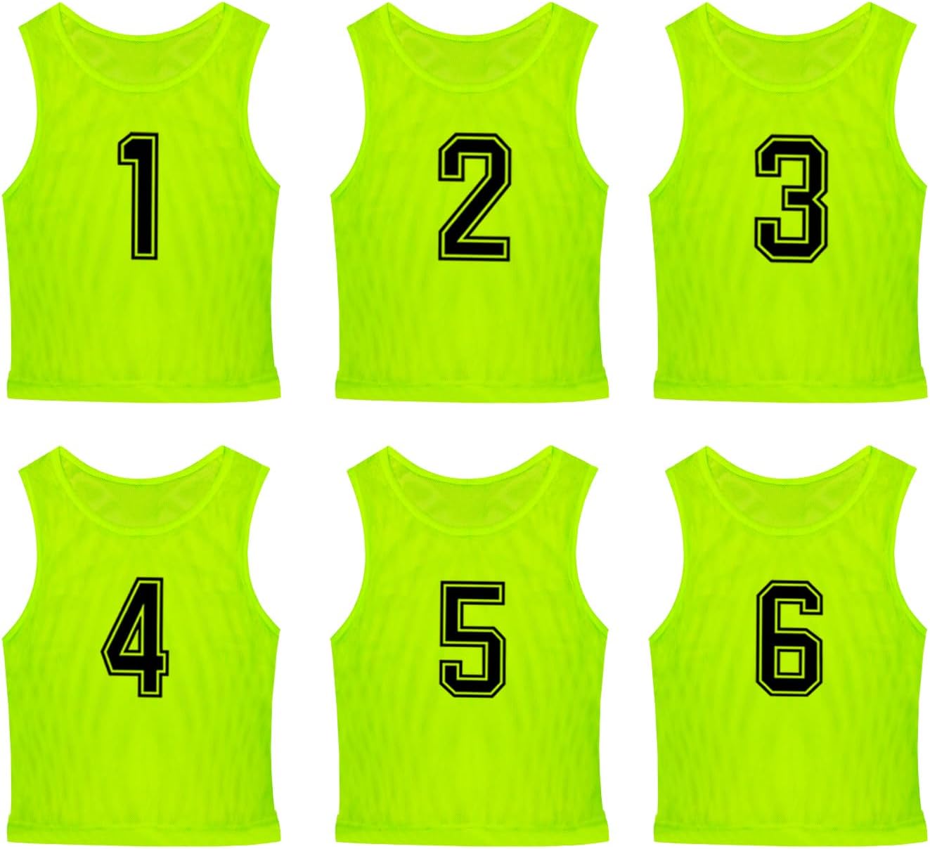 6 Pcs Pinnies Team Practice Vests with Numbers for Child Youth Teen Adult,Ideal for Soccer, Football,Basketball