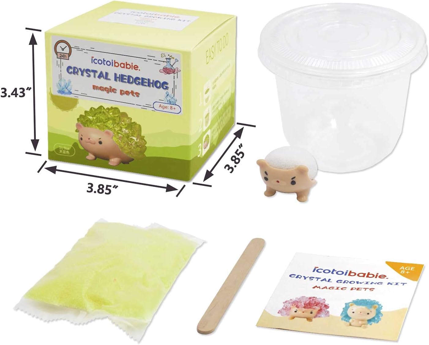 Crystal Growing Toys for Kids - Vibrant Colorful Crystal Hedgehog to Grow,Science Experiments Learning and Education for Kids STEM Gifts for Boys & Girls 8 Years + (Moss Green)