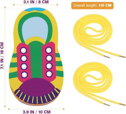 NUOBESTY Shoe Tie Practice for Kids Shoe Tying Practice Board Shoelace Threading Teaching Toys Learn to Tie Shoelaces Toddlers Preschool Learning Toys Fine Motor Skills Early Educational, 5 Sets