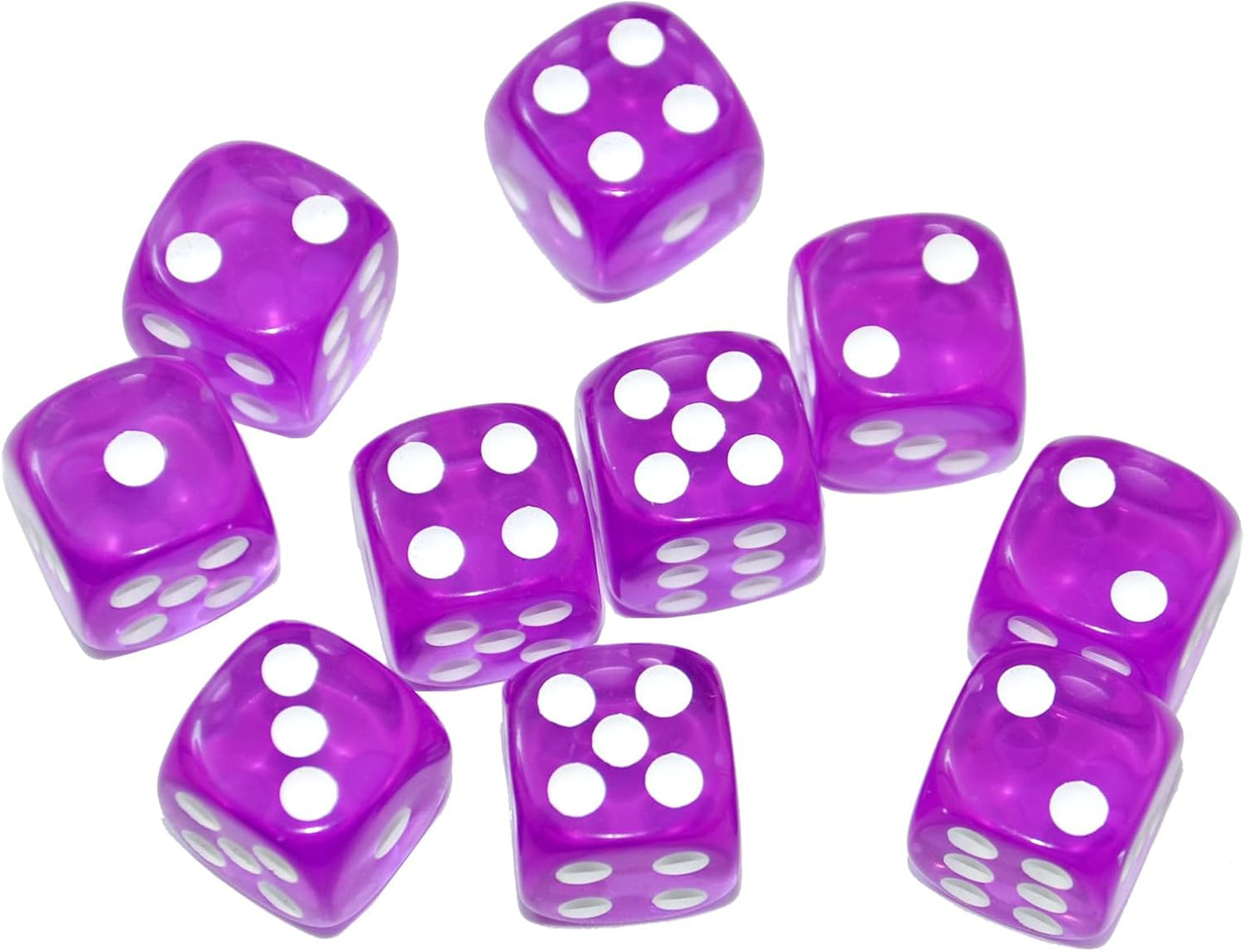SmartDealsPro 10-Pack D6 Six Sided 16mm Transparent Dice Die for DND, MTG, RPG, Tenzi, Yahtze, Bunco, Table Borad Games, Math Teaching