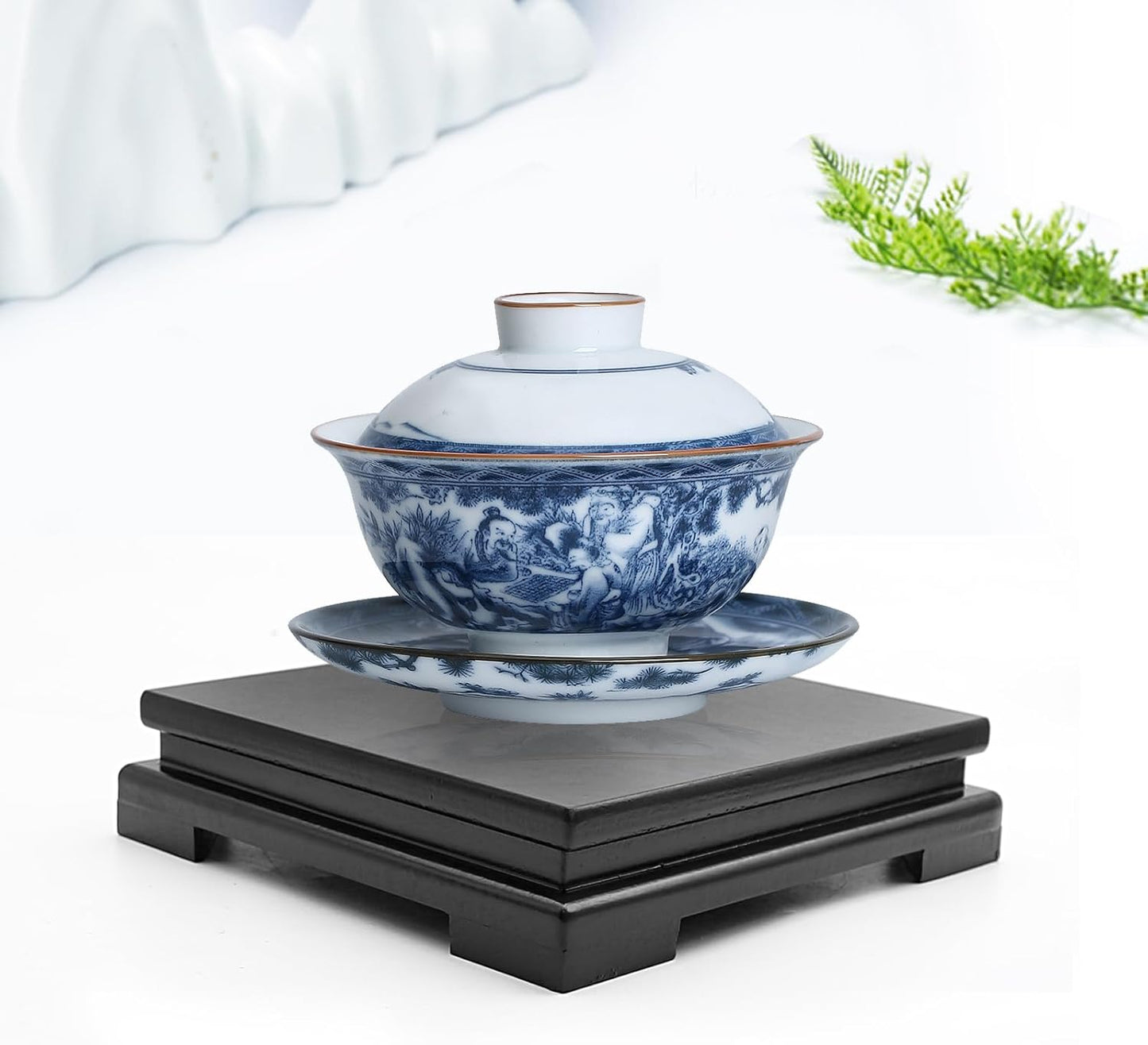 MDEOOSKY Wooden Display Stand Rectangle Wood Display Base Display Risers Rectangle Vase Riser Teapot Aquarium Lamp Base Home Decoration 10.24" W x 8.86" D x 1.69" H (Black)