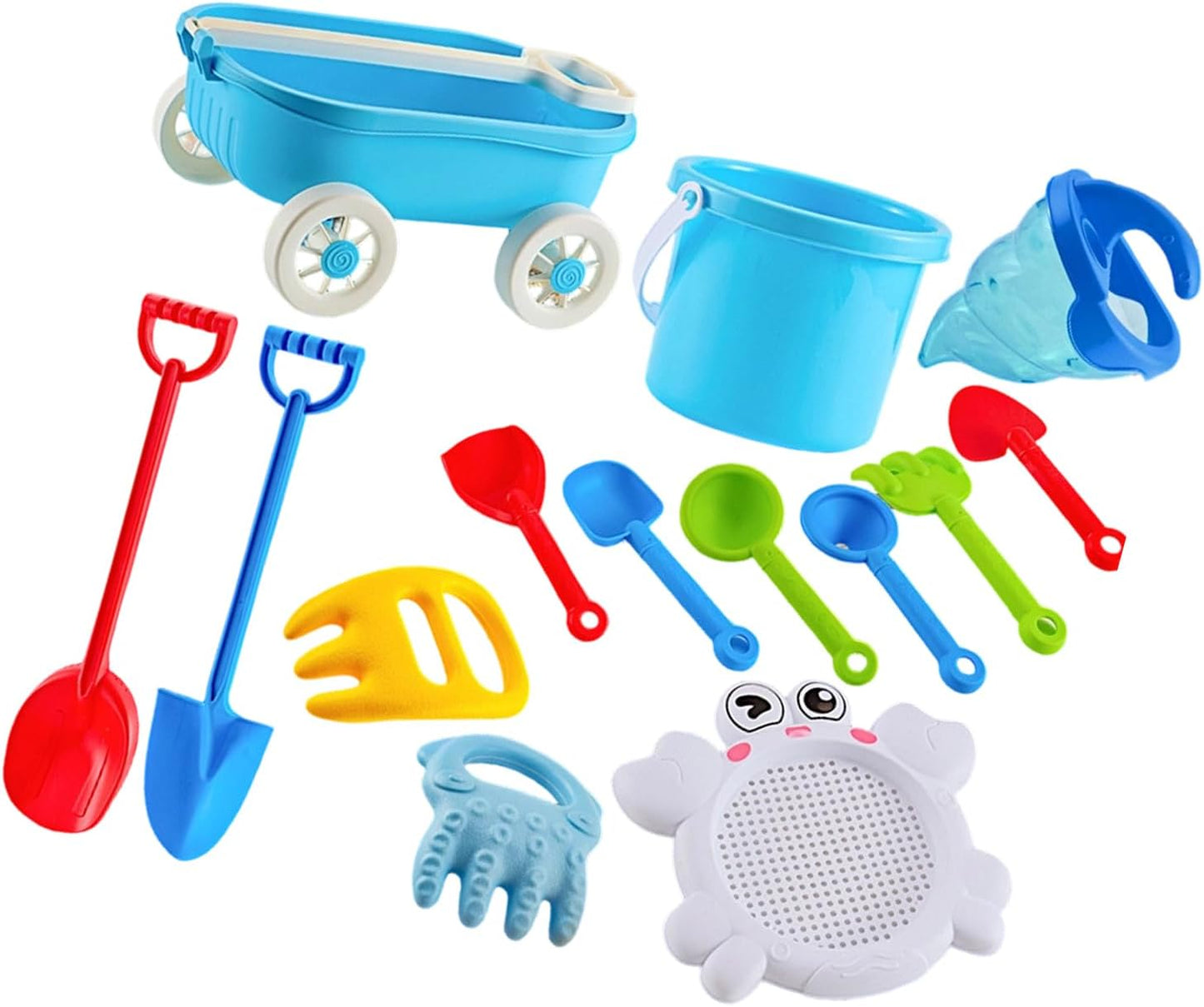 14Pcs Colorful Sand and Water Toy Set for Outdoor Beach Pool Sensory Play Activities Toddler Beach Bath Toy with Tools