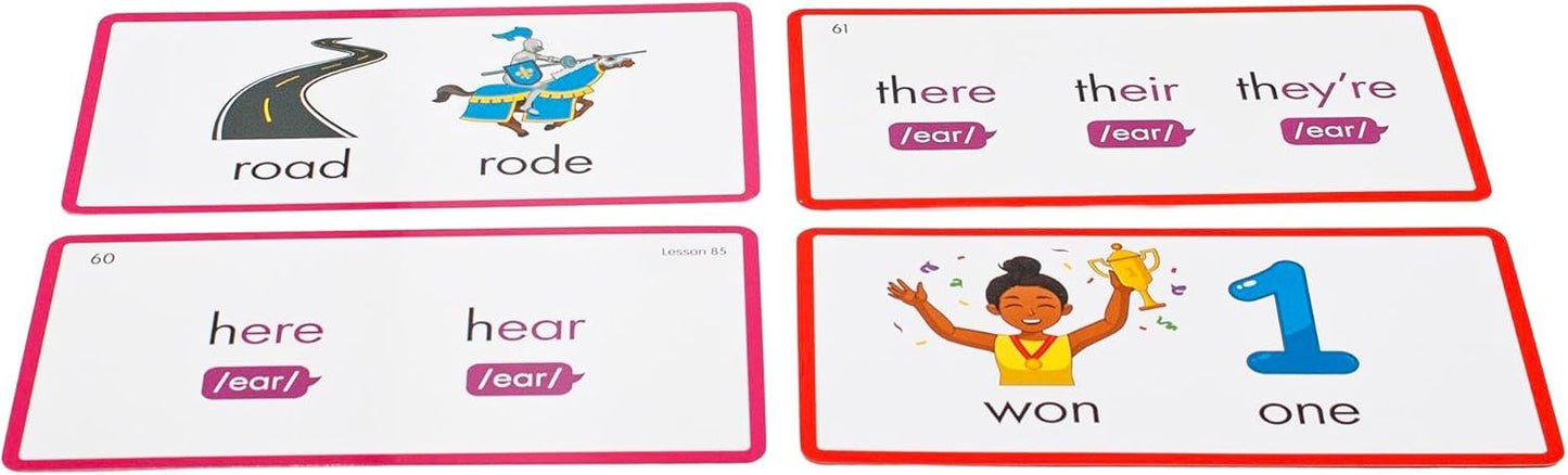 Junior Learning: Rainbow Phonics - Homophones - 65 Word Cards, Flash Cards with Sound & Spelling Association, Level Based Cards, Kids Ages 4+