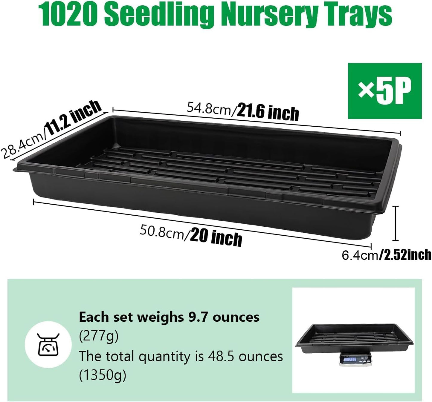 RooTrimmer 10 Pack 1020 Mesh Trays, Extra Strength 1020 Mesh Bottom Trays with Holes, 20'' x 10'', Heavy Duty Propagation Flats for Microgreens, Seed Starting, Soil Blocks, Hydroponics & Wheatgrass