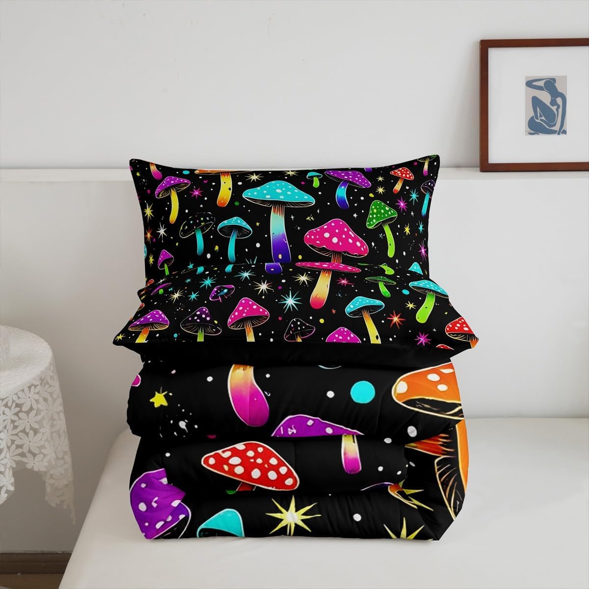 Erosebridal Drum Kit 3D Print Kids Comforter Sets Rock Music Themed Full Bedding Set for Boys Girls Musical Pattern Comforter Set,Colorful Retro Style Quilt Duvet 3 Pcs