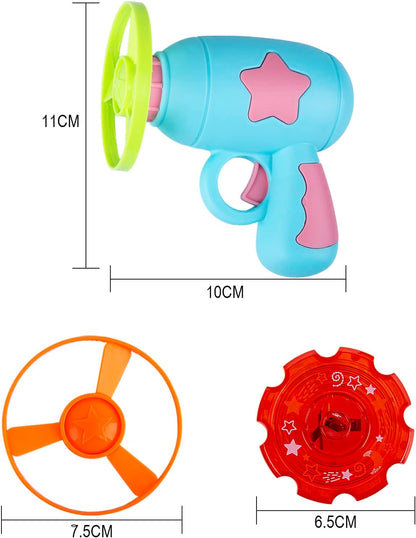 Berry President Flying Saucer Toy, Flying Disc Launch Playset with Rotating Flash Light, Indoor Outdoor Twist Shoot Toy for Kids Aged 3 Years Old & Up (Yellow)