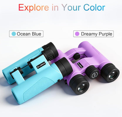 Binoculars for Kids 8-12, 10x25 Kids Binoculars for Nature Exploration, HD Childrens Binocular for Bird Watching, Hiking, Camping, Outdoor Adventure - Purple