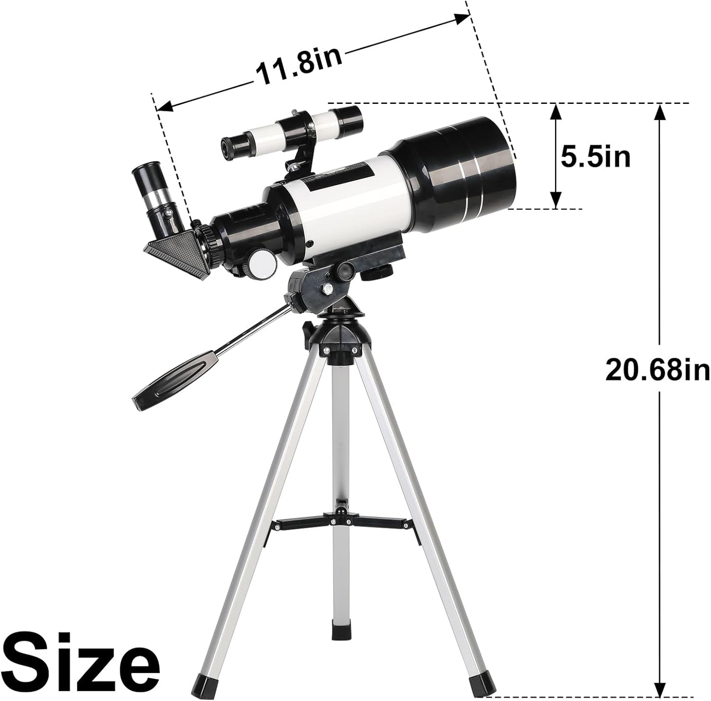 Telescope for Adults & Kids, 70mm Aperture Refractor (15X-150X) Portable Travel Telescope with Phone Adapter & Wireless Remote, Astronomy Beginners Gifts, Black