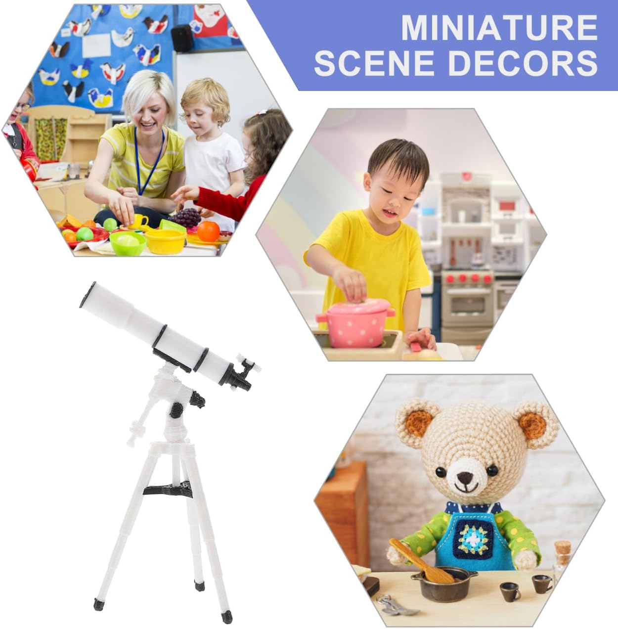 Totority Dollhouse Miniature Telescope 1:12 Scale, Realistic Plastic Telescope Model for Kids, Desktop Decor, Dollhouse Accessories, Beige, 2.28 X 1.61 X 1.02 Inches
