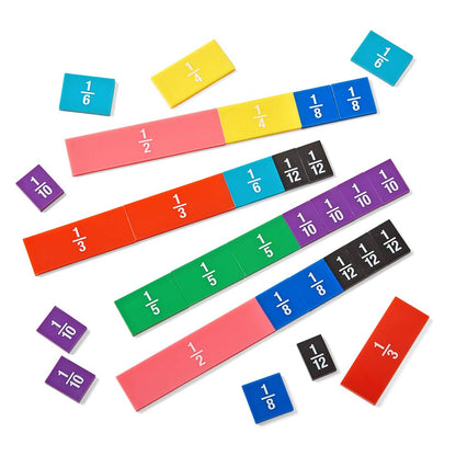 Hand2Mind Plastic Double-Sided Decimal & Fraction Tiles (Set of 51) & Connecting Fraction Circles (Set of 5), Rainbow Circle Math Manipulatives