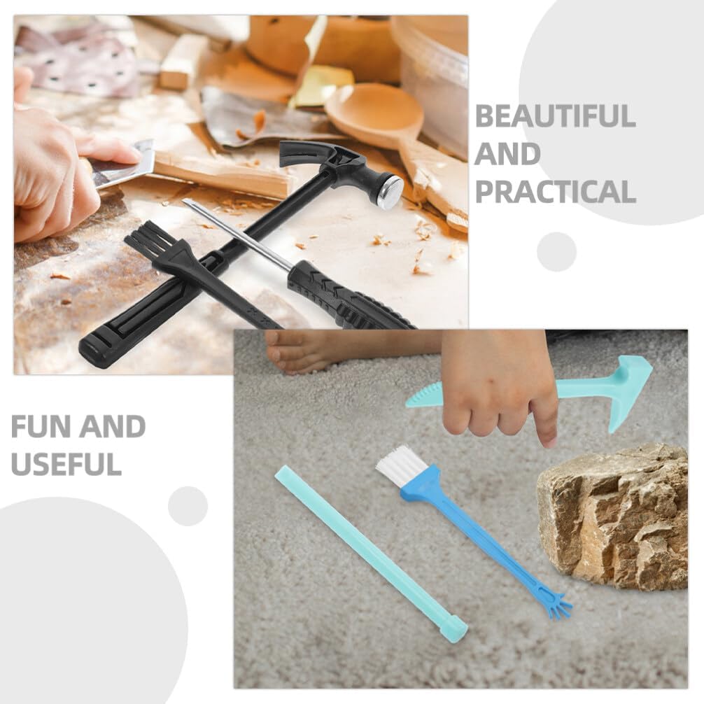 Toyvian Dinosaur Dig Tools Kit 4 Sets Archaeological Excavation Tool Kit Dino Dig Toys Plastic Pretend Play Hammer Chisel Brush for Kids Educational Stem Science Kits, 18.50X6.50X1.70CM, 5210H05AFJR