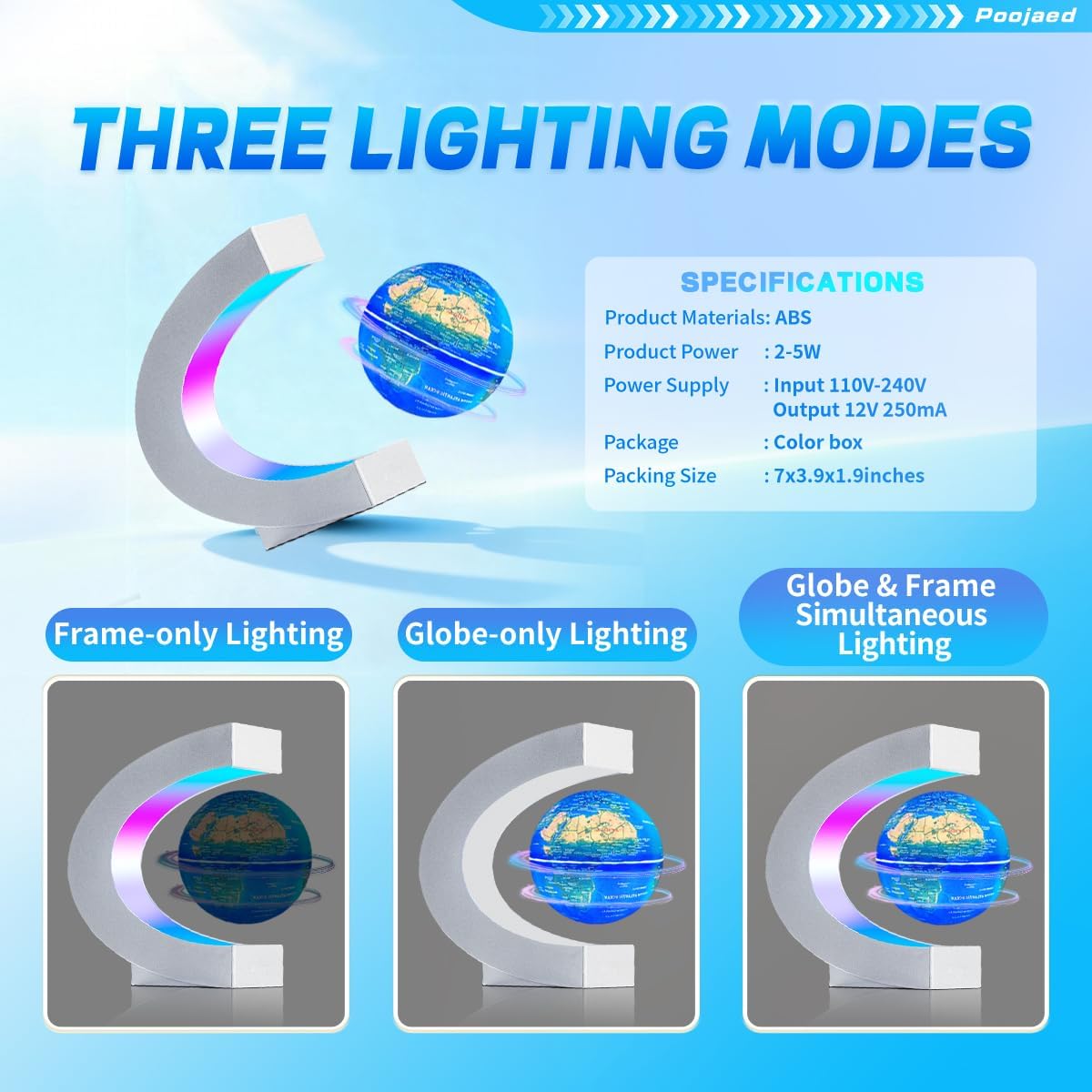 Magnetic Levitating Floating Globe with LED Lights, Cool Tech Gadgets Gifts World Globe Lamp for Men Father Teenage Boys Girls, Birthday Gifts Office Home Desk Decor Display
