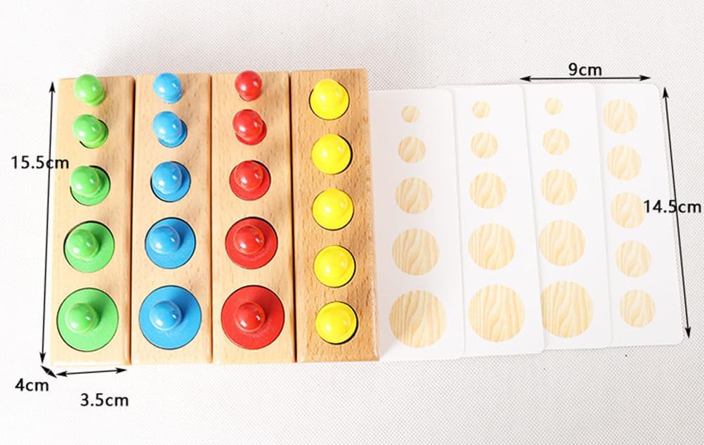 Montessori Colorful Socket Cylinders, Wooden Sensory Toy, Shape & Color Recognition
