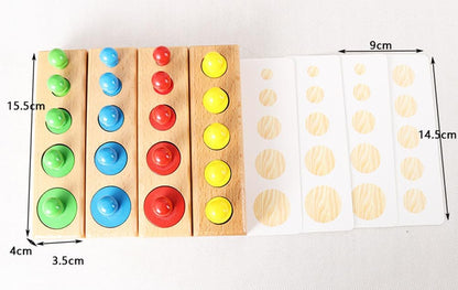 Montessori Colorful Socket Cylinders, Wooden Sensory Toy, Shape & Color Recognition