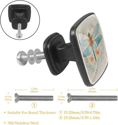 4 Pack Cabinet Knobs Drawer Pulls, 30mm Round ABS Glass Drawer Hardware Growing Purple Butterflies Cabinet Handles with Screws for Dressers Kitchens Cupboard