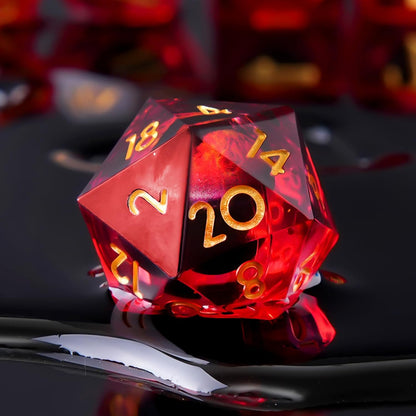 YEMEKO Beholder'S Eye D20 Dice Dragon Eye DND 22MM Single with Resin Sharp Edge 20 Sided D&D Handmade Polyhedral for Dungeons and Dragons, RPG, Roleplaying Games MTG Table Games(Blue Gold)