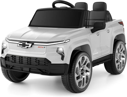 24V Licensed Chevrolet Silverado Electric Car for Kids, Ride on Toys for Toddlers with Remote Control, Soft Start, LED Lights, Music Player, Seat Belts, Easy to Assemble, Black