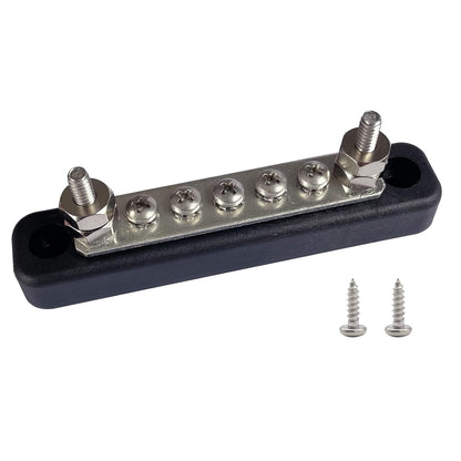2 x #10 (M5) Studs Power Distribution Block with 5 x #8 (M4) Screws, Ampper 4.2" Bus Bar 12V Power Distribution Terminal Block Battery Busbar for Car Audio Solar (Red & Black)