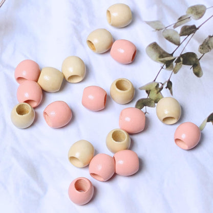 120 11x12mm White Wooden Beads with 5mm Large Hole Barrel Wood Spacer Loose Beads for Handmade Crafts Making