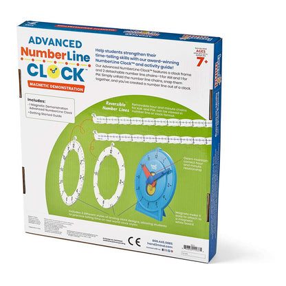 hand2mind Advanced NumberLine Clock, Learn to Tell Time, Analog Clock for Kids Learning, Number Line for Kids, Teaching to Tell Time, Math Manipulatives (Set of 1)
