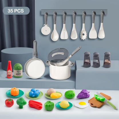 150Pcs Kitchen Playset, Toddlers Pretend Cooking Cookware Accessories, Food, Picnic Blanket, Fruits, Veges, 2Pack Shopping Storage Basket, Dessert and Prop Money, Gift for Kids (Pink)
