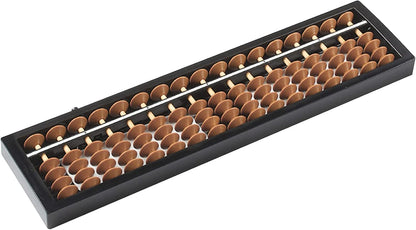 Digital Standard Abacus Professional 17 Column with Reset Button, Chinese Japanese Abacus Calculator Educational Tools Abacus Counting Tool Arithmetic Tool Calculator (Brown)