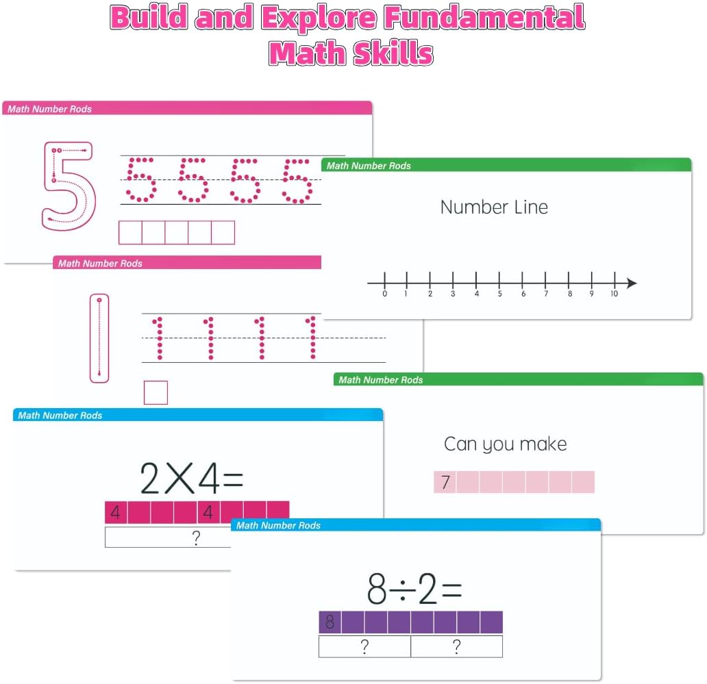 Magnetic Math Number Rods Counting Blocks and Practice Folder Set with Activity Cards, Magnetic Math Counters, Fraction Bars, Foam Math Blocks, Math Manipulatives, Classroom Must Have