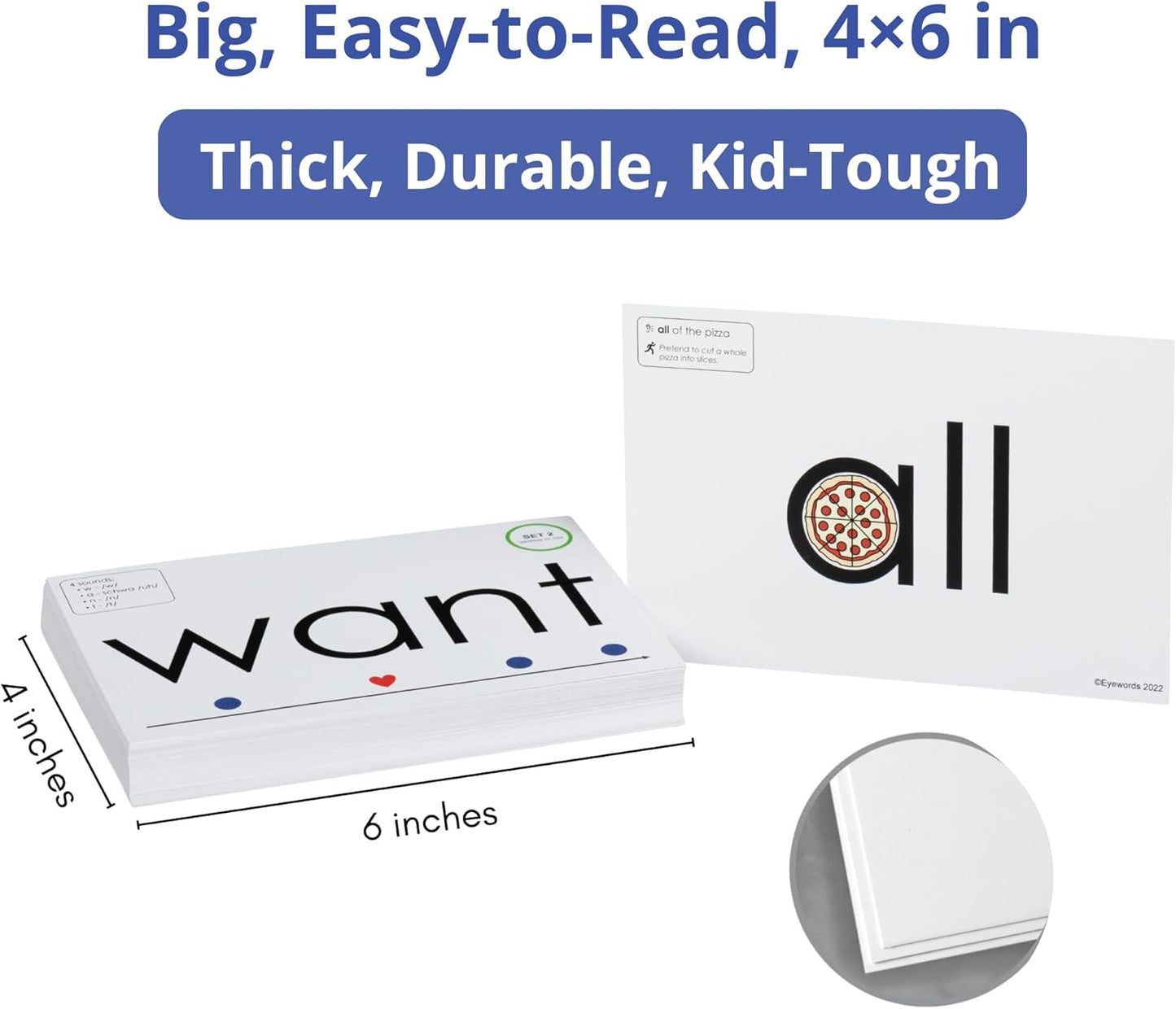 Sight Word & Phonics Flash Cards with Sound Mapping, Set 2 (High-Frequency Words 51–100), Picture-Embedded, Multisensory Learning, Pre-K–Grade 3, Homeschool & Classroom Use, Model EW-26