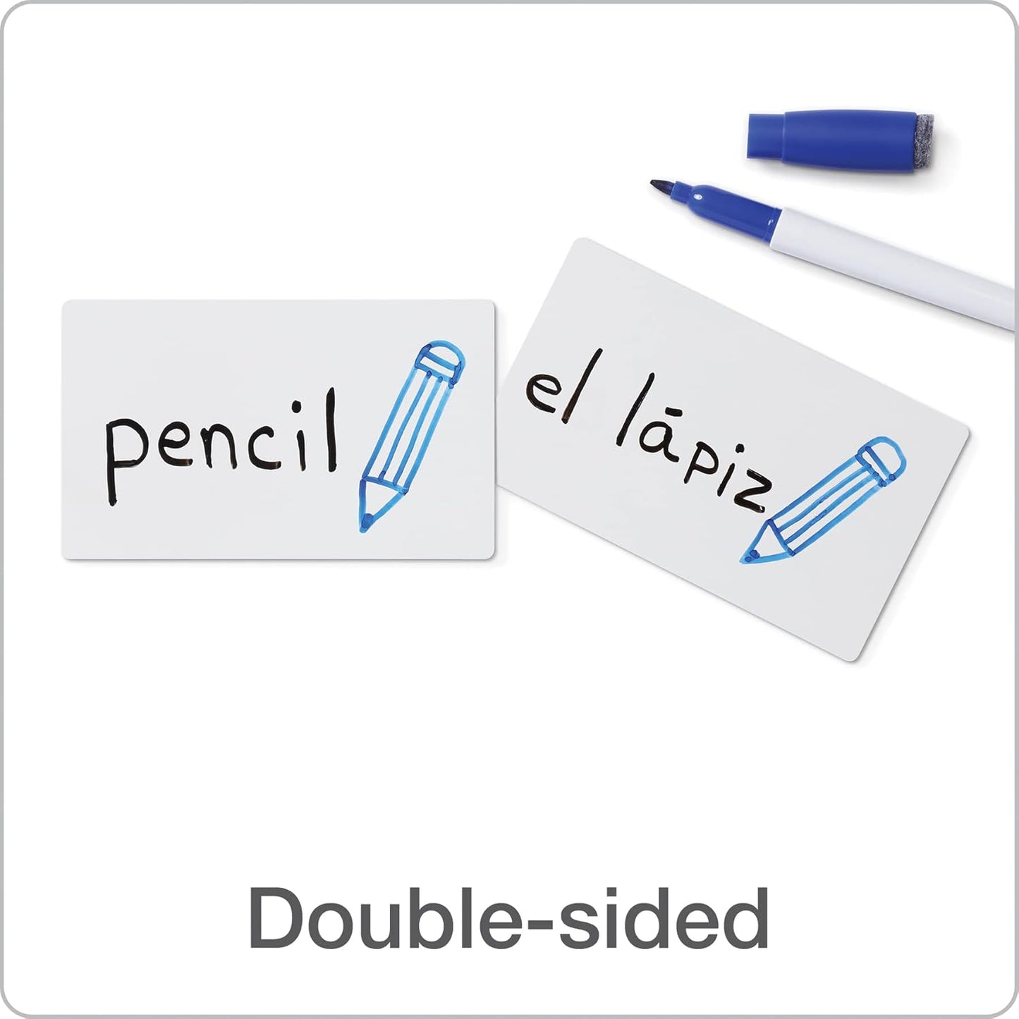 Oxford Dry Erase Index Cards, 3x5 Ruled, Reusable Flash Cards, Double Sided Dry & Wet Erase Cards for Gaming, Study or Vocabulary, 100-Pack (63512)
