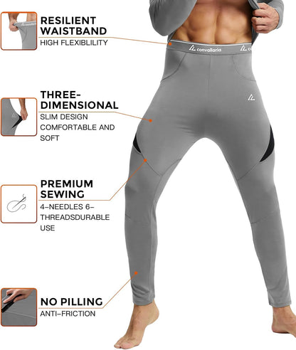 CL convallaria Thermal Underwear Long Johns Set Mens Winter Gift Hunting Gear Sport Base Layer Bottom Top - Colors B