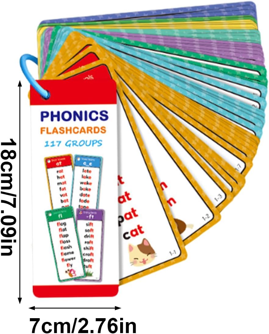 2 Set Phonics Word Cards | Word Family Build Book | Sight Words Flash Card Kindergarten with 117 Sound Groups 900+ Rhyming Words | Alphabet Flash Cards Phonics Games for Learn to Read & Spell