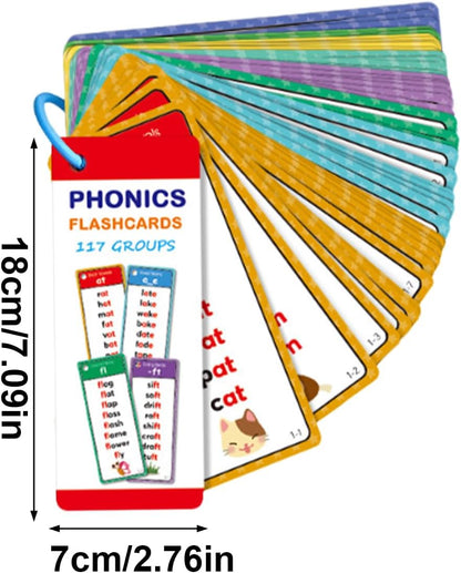 2 Set Phonics Word Cards | Word Family Build Book | Sight Words Flash Card Kindergarten with 117 Sound Groups 900+ Rhyming Words | Alphabet Flash Cards Phonics Games for Learn to Read & Spell