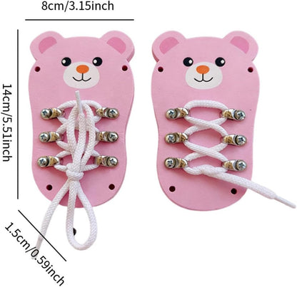 Tie Lacing Toy Wooden Busy Board Hand Eye Coordination Fine Motor Skills