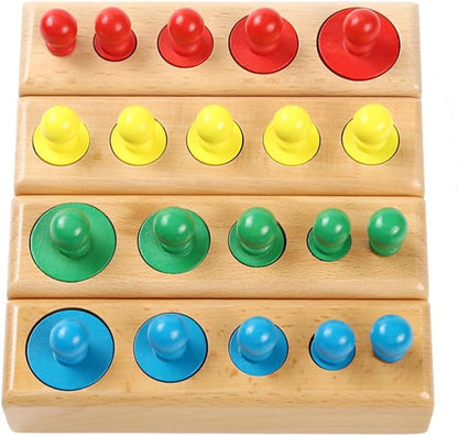 Montessori Colorful Socket Cylinders, Wooden Sensory Toy, Shape & Color Recognition