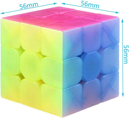 TANCH Qiyi Warrior W 3x3x3 Jelly Speed Cube Stickerless Transparent Magic Cube Puzzle Toy Colorful