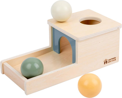 Adena Montessori Wooden Toy for 6-12 Month Baby 3 Balls with Tray, Object Permanence Box Colorful Learning Education Toy for Toddler Kid 1-2 Year Old, Preschool Developmental Girl and Boy Gift