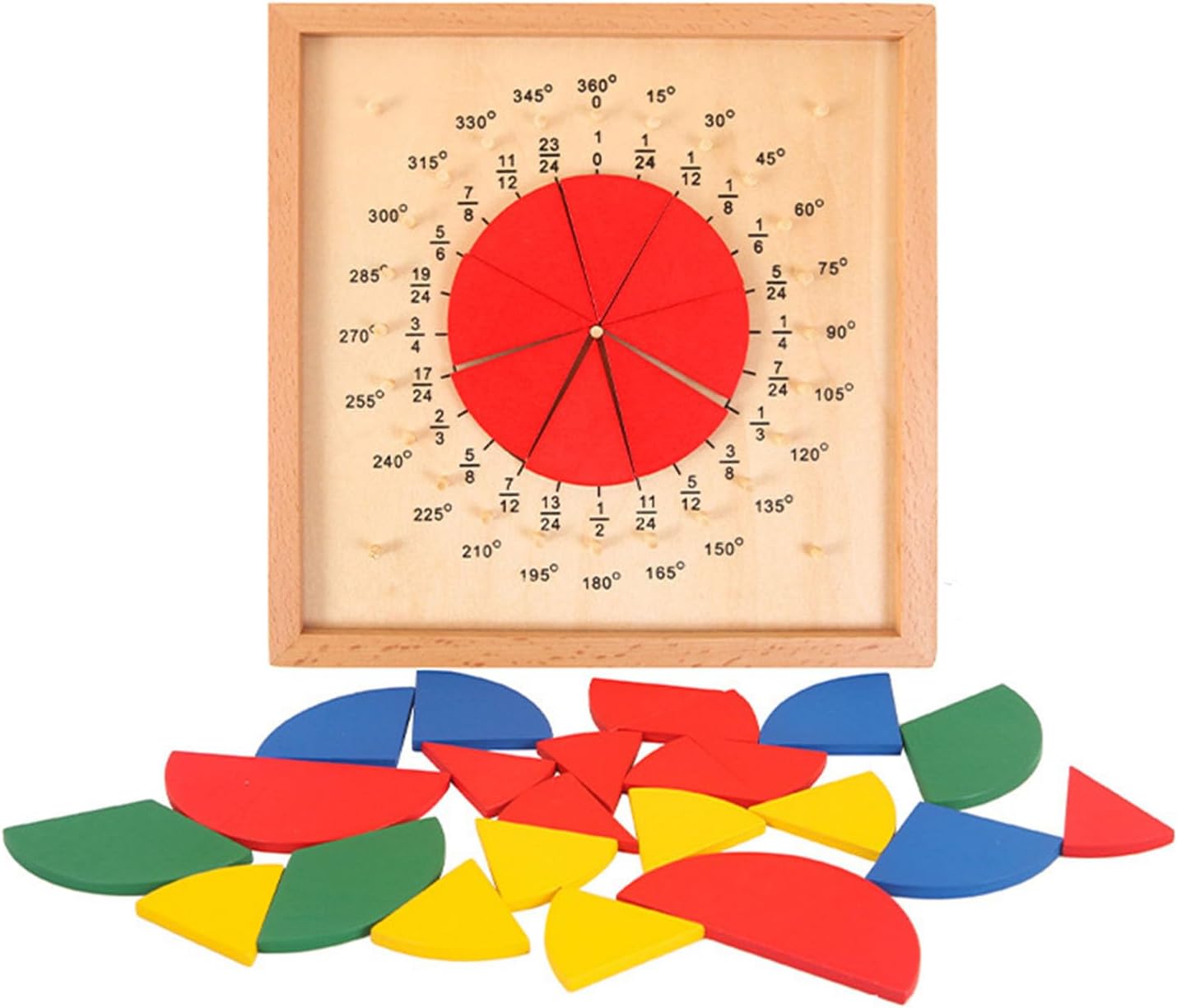 Montessori Fraction Circle Board, Wooden Math Manipulatives for Kids Early Learning