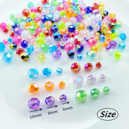 200 PCS 10mm Acrylic Faceted Spacer Beads AB Color Glossy Round Loose Beads for Jewelry Making Bracelet Necklace Earring Ornament Wind Chimes Key Chains(Deep Purple AB)