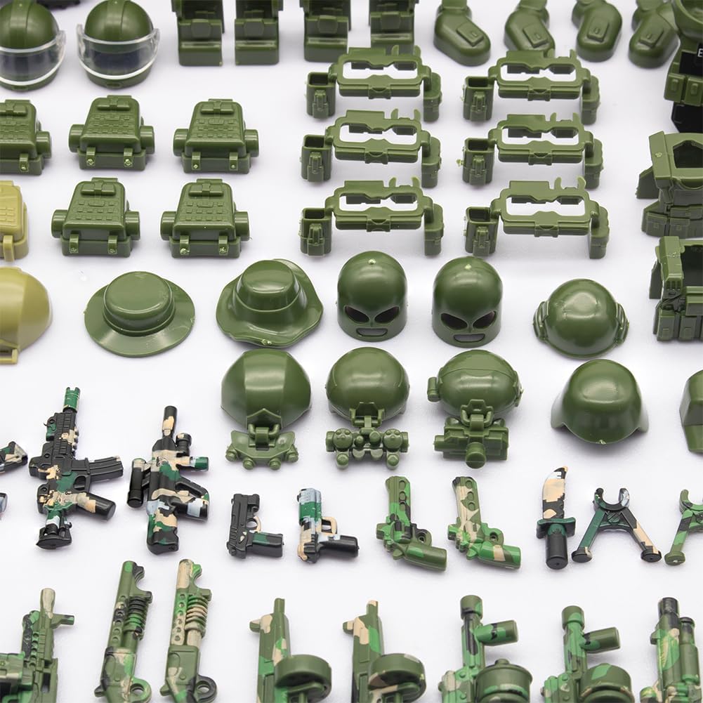 Modern Swat Team Building Block Toys, Army Equipment Gear Sets, Special Military Soldier Style Weapon Sets, Military Weapon Pack Accessories Kits Toys, Accessories Compatible with Major Mini figure