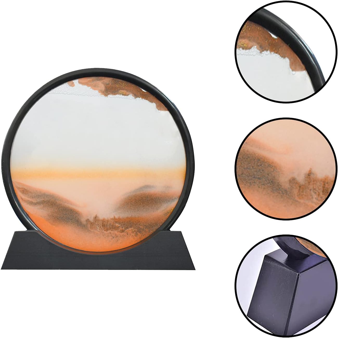Muyan Moving Sand Art Picture Sandscapes in Motion Round Glass 3D Deep Sea Sand Art for Adult Kid Large Desktop Art Toys (Purple, 7 Inch)