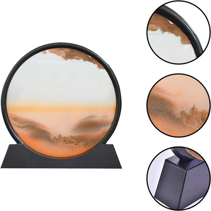 Muyan Moving Sand Art Picture Sandscapes in Motion Round Glass 3D Deep Sea Sand Art for Adult Kid Large Desktop Art Toys (Purple, 7 Inch)