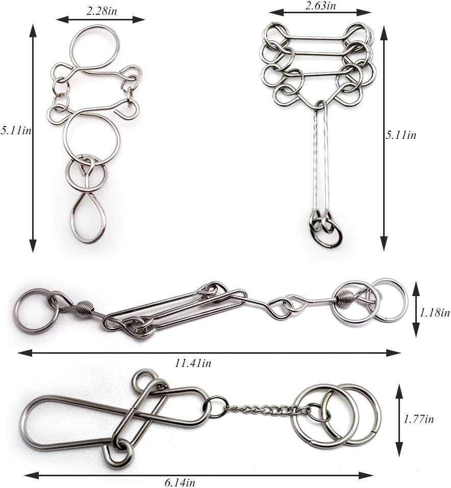 Set of 4 Advanced IQ Toys Brain Teasers Metal Puzzles Magic Trick Toy for Kids Adults