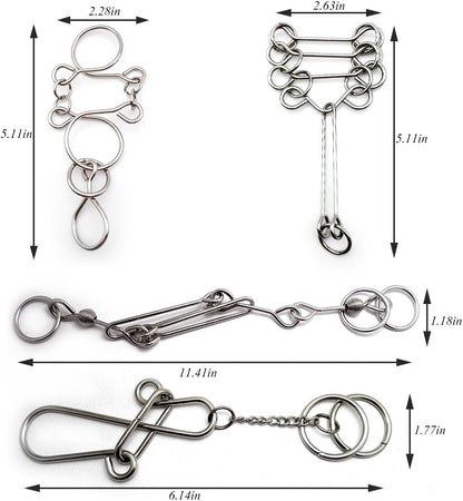 Set of 4 Advanced IQ Toys Brain Teasers Metal Puzzles Magic Trick Toy for Kids Adults