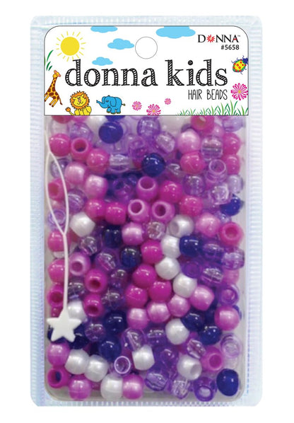DONNA Kids Hair Beads 12 mm (170 pcs) – Clear Pearl Pony Beads with Threading Tool – Fun Braiding & Craft Accessories for Girls