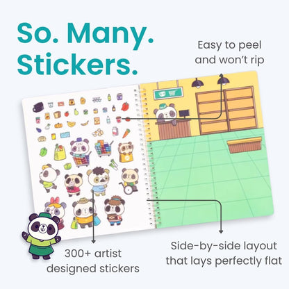 Animals Habitat 500+ Kids Sticker Book by Cupkin Toddler Airplane Travel Activity Coloring and Sticker Book, Road Trip Essentials, 12 Coloring Pages + 12 Scenes for Ages 2–8 Years - Colors A