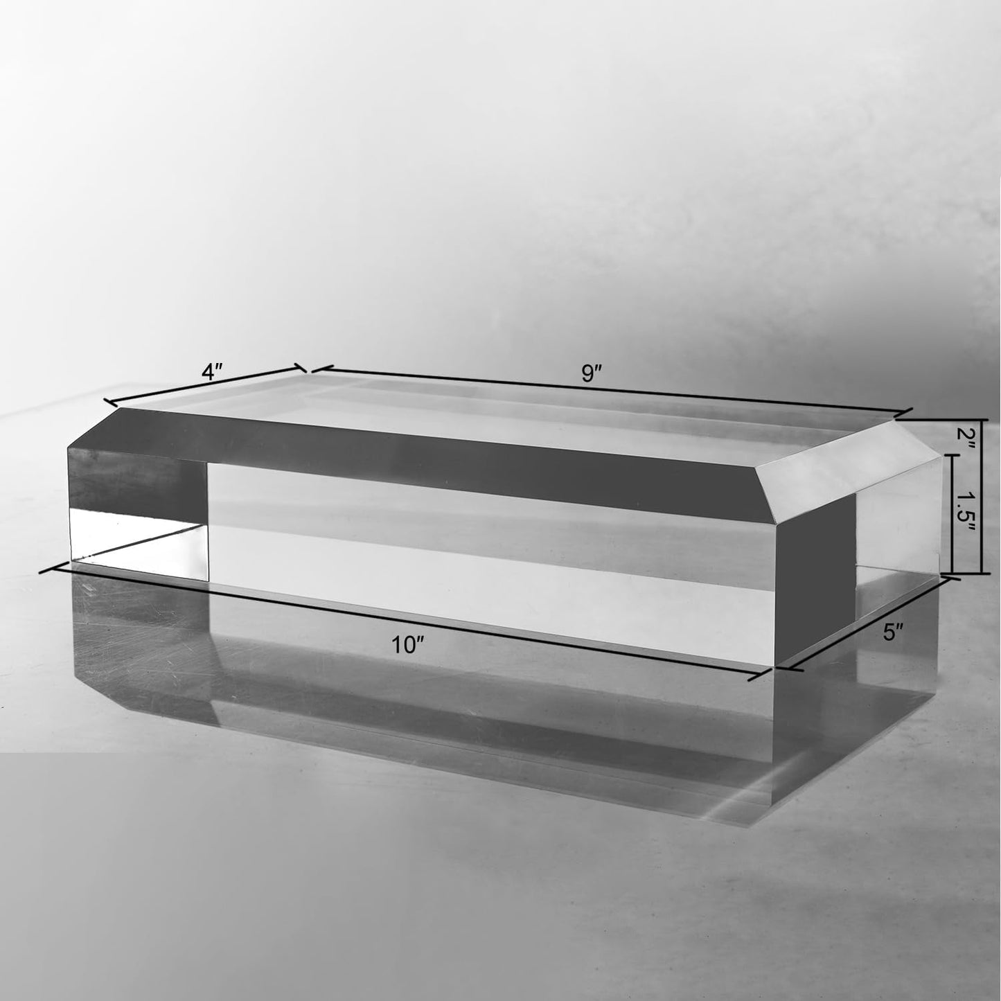 CiaoHER 2in Thickness Beveled Solid Acrylic Display Block Clear Polished Pedestal Stand Riser Solid Base (10x10)