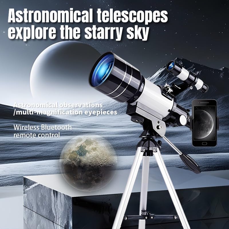 150x Telescope, 70mm Aperture Telescope, High Magnification, Portable Astronomical Telescope (White)