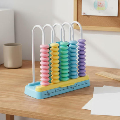predolo Abacus Children's Abacus Smooth Edges Kids Math Counter for Elementary School Students, Blue, 5 Rows