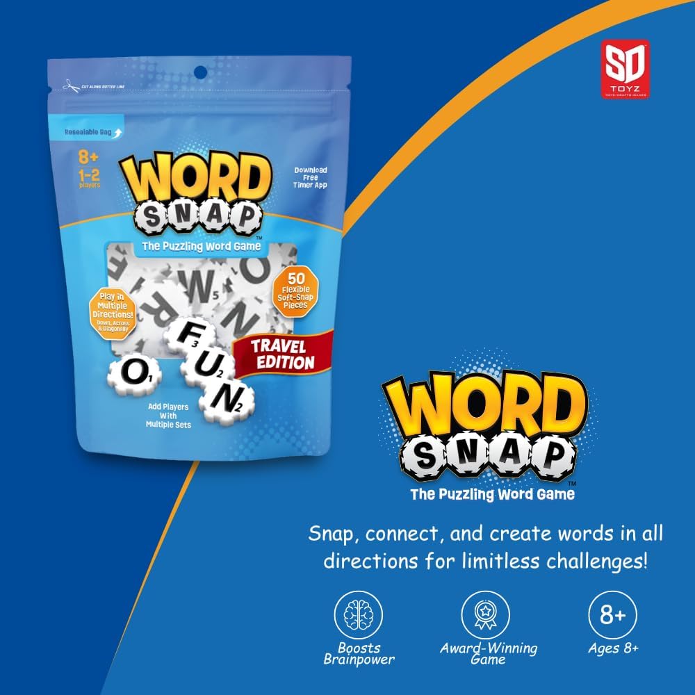 Word Strategy Game with Travel Bag, Word Puzzle for Adults, Family, and Kids, Fun Game for Ages 8+, 1-4 Players